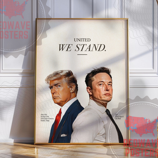 Elon Musk x President Donald Trump Vintage Matte Poster | "United We Stand"