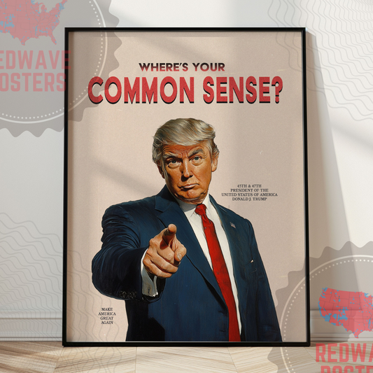 "Where's Your Common Sense?" Vintage Matte Vertical Poster / President Donald Trump